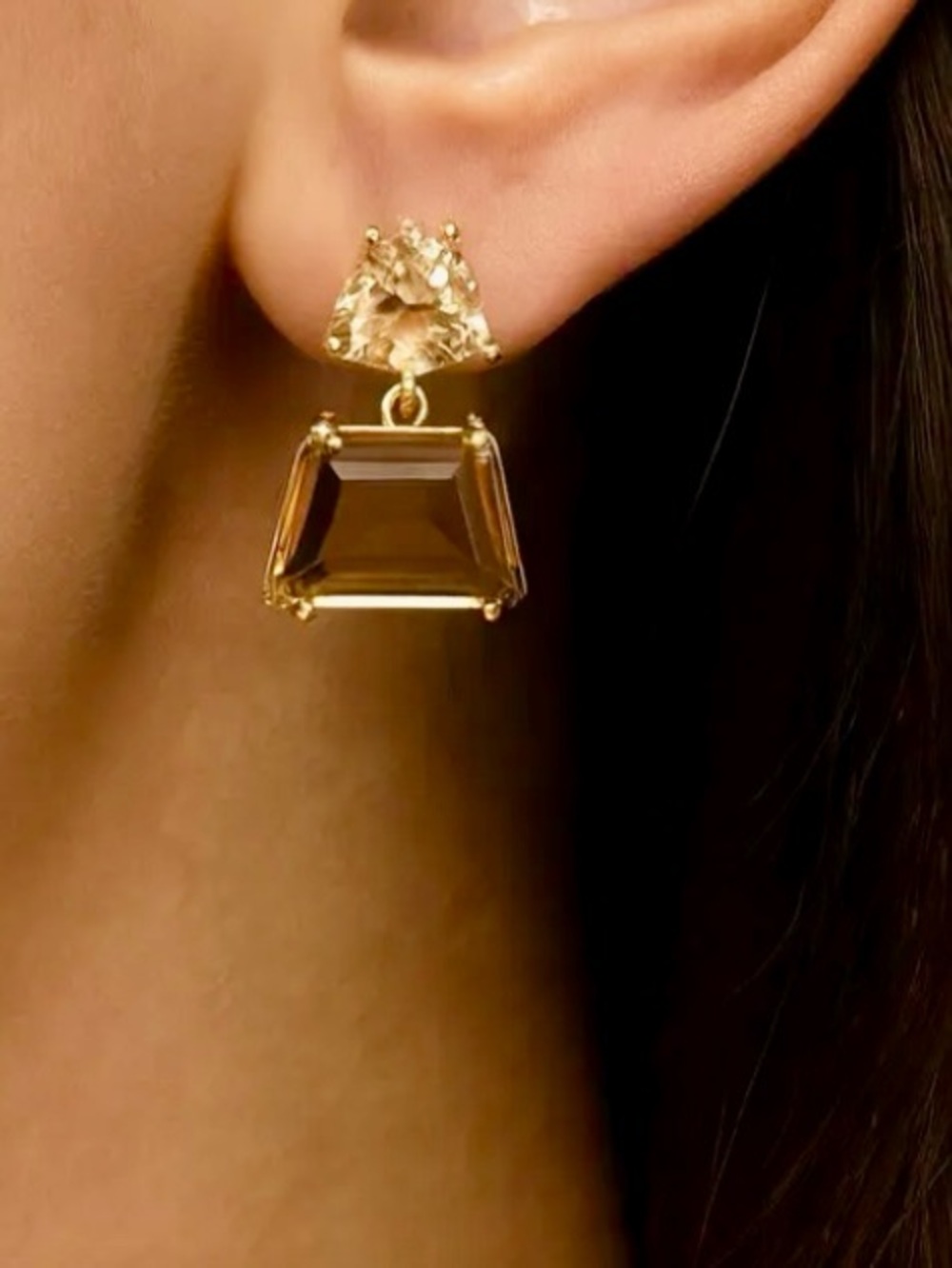 Gold-Tone Amber Glass Drop Earrings - Women's Jewelry